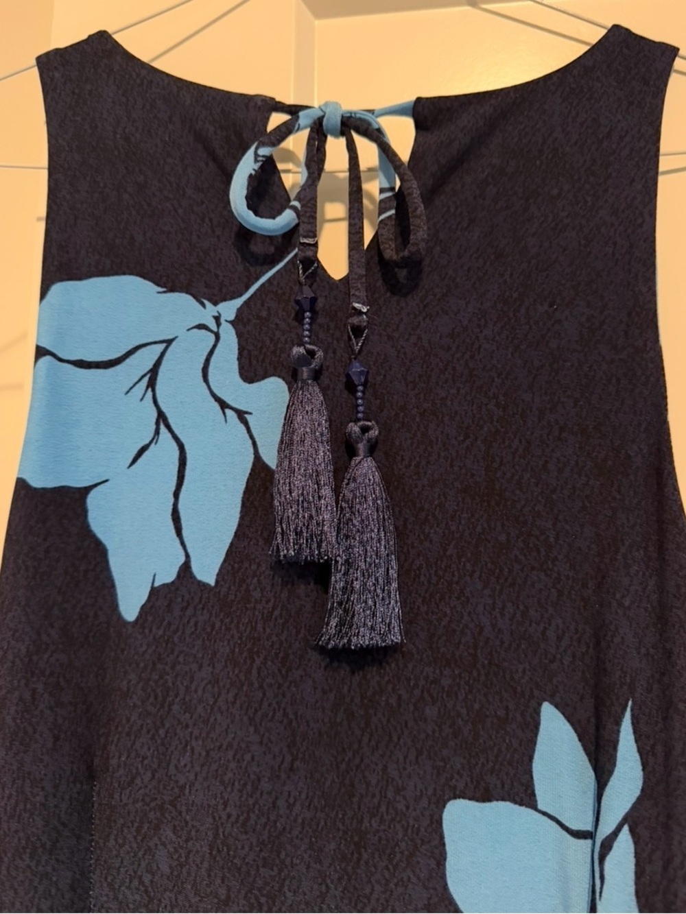 Medium - Tommy Bahama Navy Maxi Dress with Blue Floral Print - Picture 5 of 6
